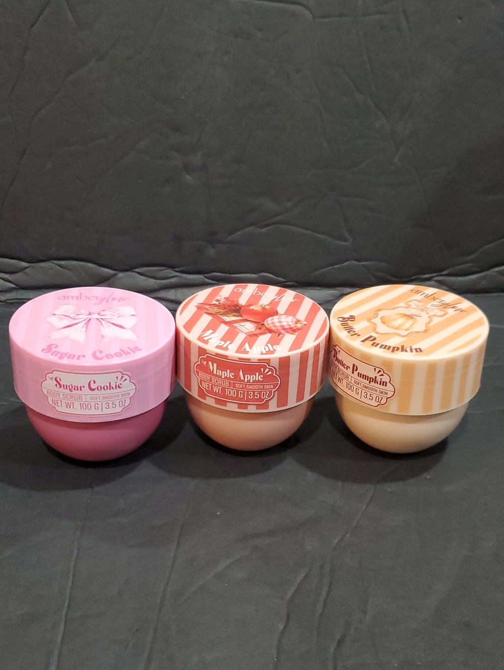 3pack butter pumpkin, sugar cookie and maple butter skin softening body scrubs